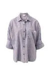 Miya Shirt - Burgundy Blue Small Stripe