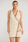 Emrys Wrap Dress - Natural with Chocolate