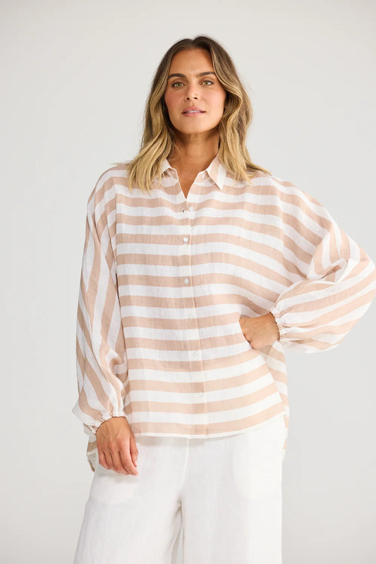 Cliffside Shirt - Natural with White