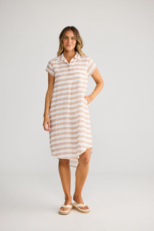 Ahoy Tunic Dress Natural White Stripe