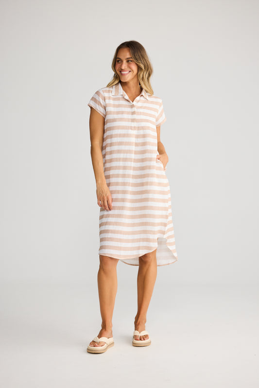 Ahoy Tunic Dress Natural White Stripe