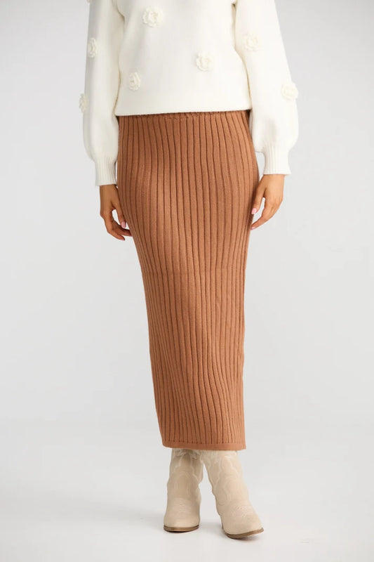 Dakota Knit Skirt-Sepia