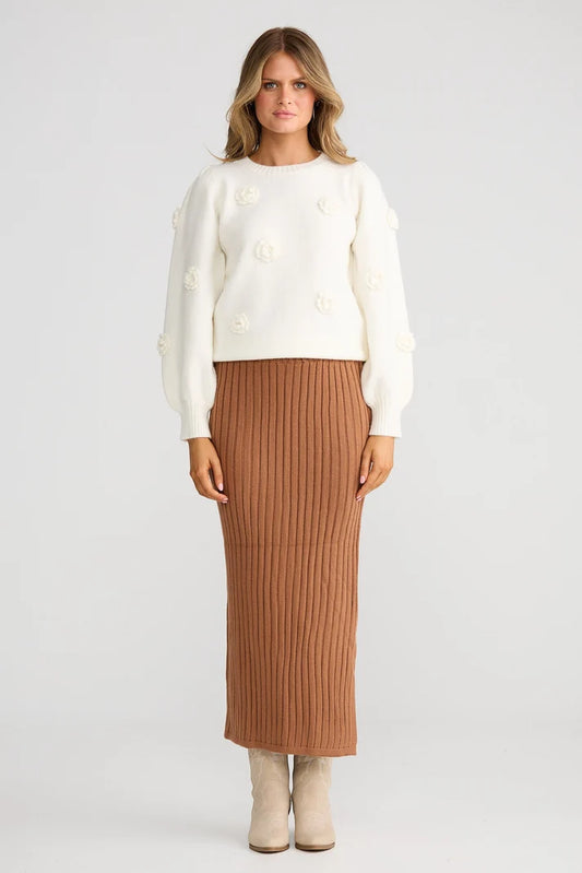 Dakota Knit Skirt-Sepia